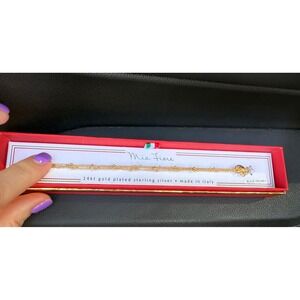 New Mia Fiore Italian 14k Gold over Silver Triple Strand Bead Bracelet 6.5" + 1"